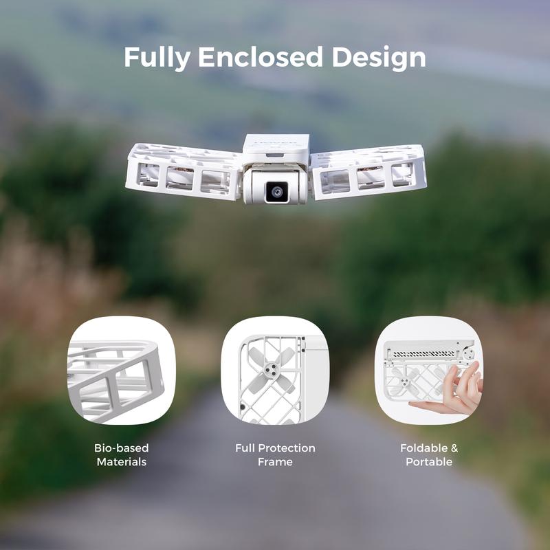 Pocket drone, foldable, weatherproof.
