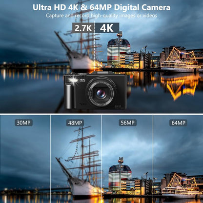4K 64MP Camera, Flip Screen
